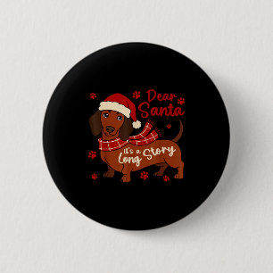 Badge Rond 5 Cm Dachshund Chien Cher Père Noël C'est Une Longue Hi