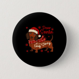 Badge Rond 5 Cm Dachshund Chien Cher Père Noël C'est Une Longue Hi
