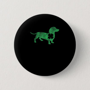 Badge Rond 5 Cm Dachshund Chien Shamrock St. Patrick's Day Saint P