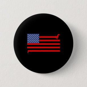 Badge Rond 5 Cm Dachshund drôle Drapeau Usa 4 Juillet Patriotique