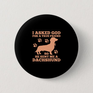 Badge Rond 5 Cm Dachshund Est Mon Vrai Ami