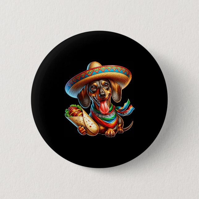 Badge Rond 5 Cm Dachshund joyeux cinco de mayo dachshund  (Devant)