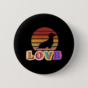 Badge Rond 5 Cm Dachshund Motiv Love Retro Design