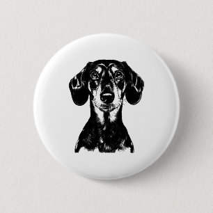 Badge Rond 5 Cm Dachshund Portrait minimaliste Vêtements