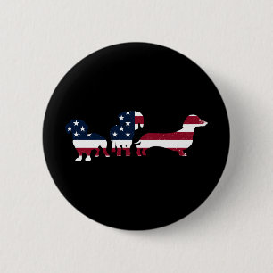 Badge Rond 5 Cm Dachshund Quatrième 4 juillet Chiens Patriotiques