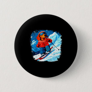 Badge Rond 5 Cm Dachshund ski 