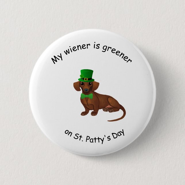Badge Rond 5 Cm Dachshund St. Patrick's Day Button (Devant)