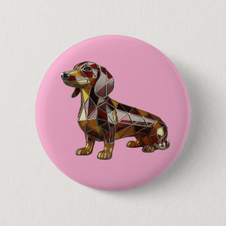 Badge Rond 5 Cm Dachshund Stained Glass Button