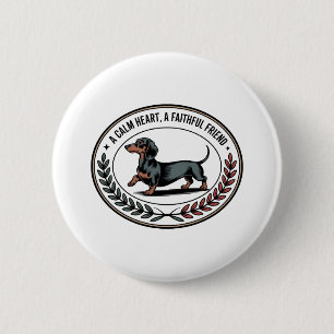 Badge Rond 5 Cm Dachshund Un cœur calme, un ami fidèle