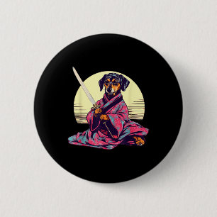 Badge Rond 5 Cm Dachshund Wiener Chien Japonais Tattoo Ukiyoe