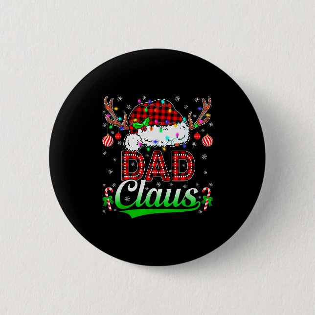 Badge Rond 5 Cm Dad Claus Christmas Lights Matching Family Xmas Pa (Devant)