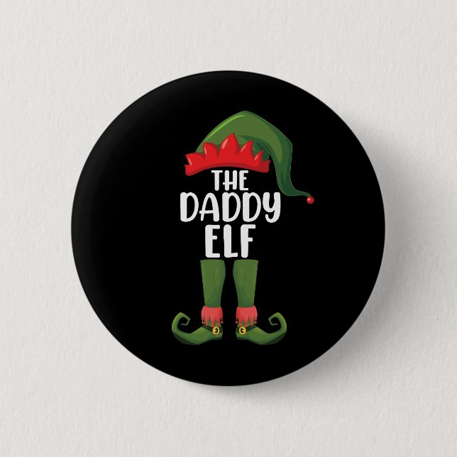 Badge Rond 5 Cm Daddy Elf Family Matching Group Noël Papa (Devant)