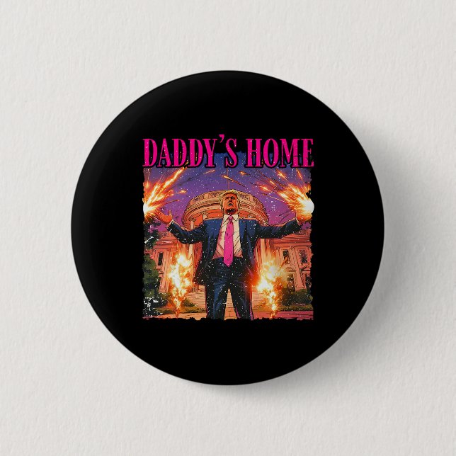 Badge Rond 5 Cm Daddy Home Maison Blanche Trump (Devant)
