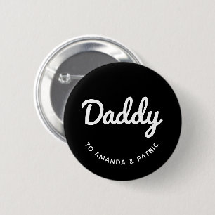 Badge Rond 5 Cm Daddy Kids Noms Fête des pères moderne Script