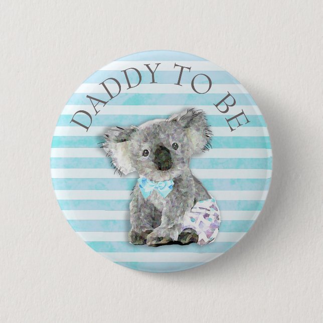 Badge Rond 5 Cm DADDY to be Baby shower button Koala Bear Theme (Devant)