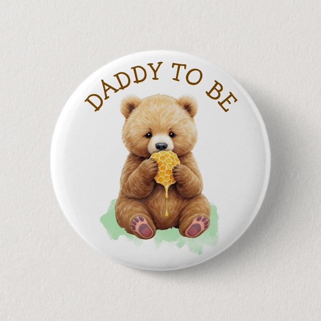 Badge Rond 5 Cm Daddy to Be | Bear Boy's Baby Shower (Devant)