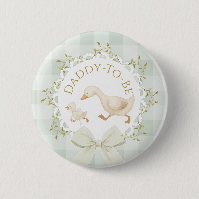 Badge Rond 5 Cm Daddy to be Silly Goose Sage Green Baby Shower But (Devant)