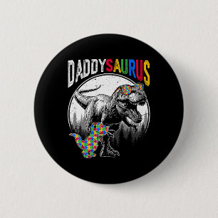 Badge Rond 5 Cm Daddysaurus Autisme Sœur Pièces de Puzzle Et T Rex