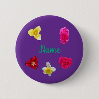 Badge Rond 5 Cm Daffodil,Tulips, and Roses