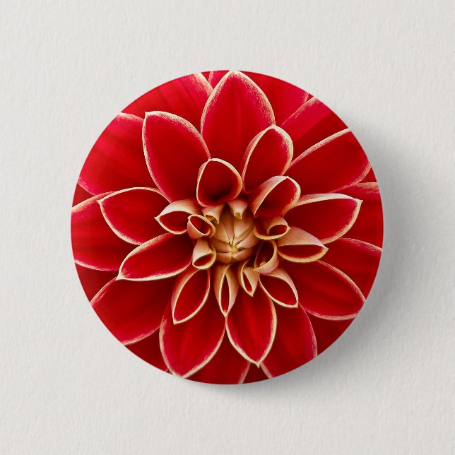 Badge Rond 5 Cm Dahlia Rouge Éclatant (Devant)