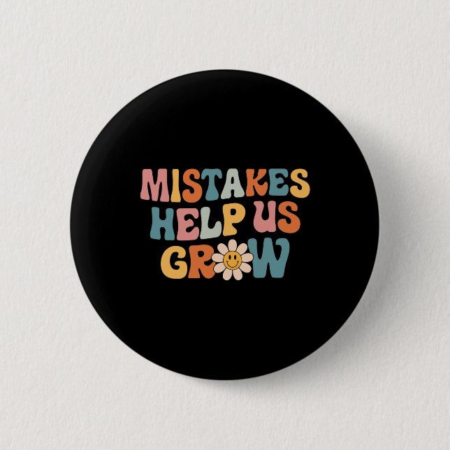 Badge Rond 5 Cm Daisy Croissance Positive Mindset Retro Enseignant (Devant)