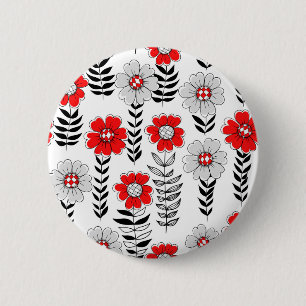 Badge Rond 5 Cm Daisy dooda en rouge et noir