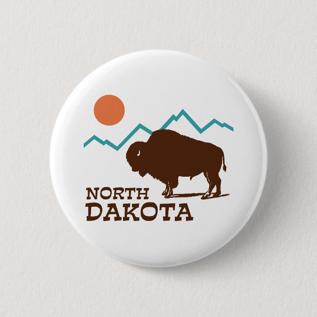 Badge Rond 5 Cm Dakota du Nord (Devant)