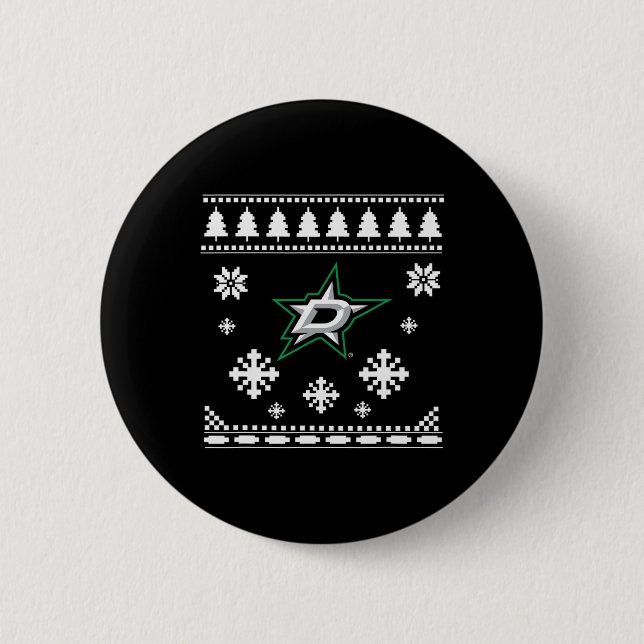Badge Rond 5 Cm Dallas Stars Ugly Christmas Sweater Holidaze (Devant)