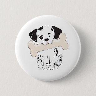 Badge Rond 5 Cm Dalmate avec l'os