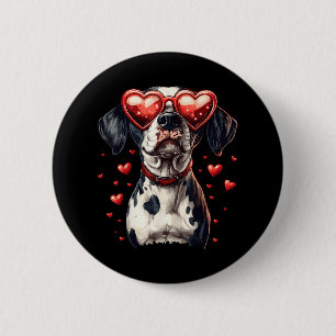 Badge Rond 5 Cm Dalmatie Coeur Gles mignonne Saint Valentin Aimer
