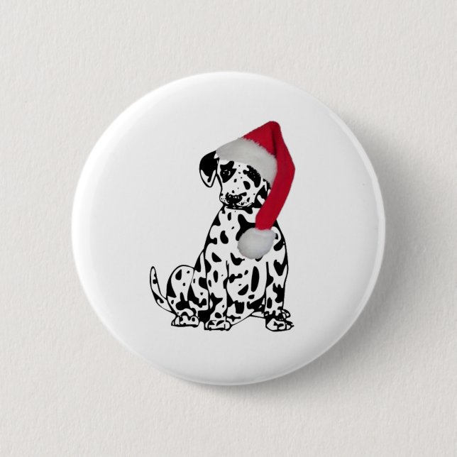 Badge Rond 5 Cm Dalmatie de Noël (Devant)