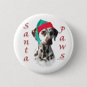 Badge Rond 5 Cm Dalmatien (foie) Père Noël Paws