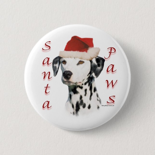 Badge Rond 5 Cm Dalmatien (noir) Père Noël Paws (Devant)