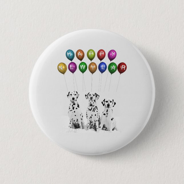 Badge Rond 5 Cm Dalmatiens : Bonne année 2016 (Devant)