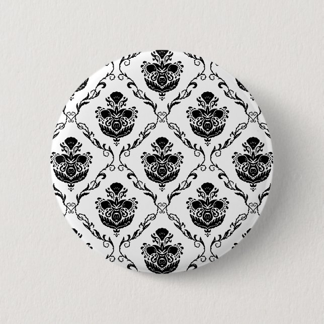 Badge Rond 5 Cm Damas noir traditionnel (Devant)