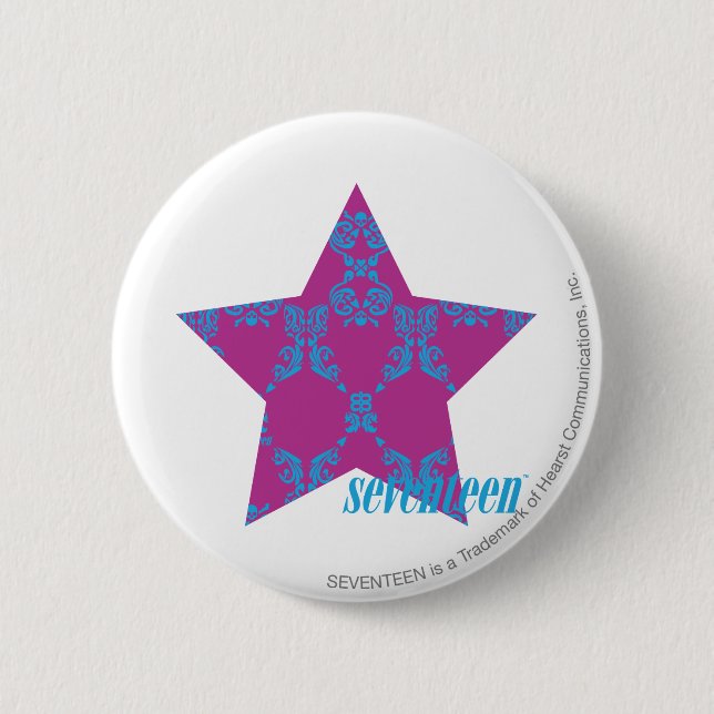 Badge Rond 5 Cm Damask Aqua-Purple 3 (Devant)