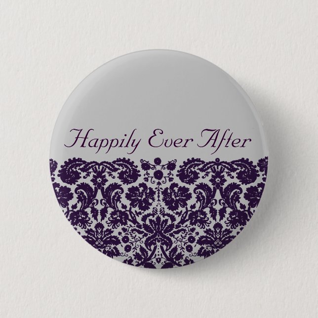 Badge Rond 5 Cm Damask Purple Mariage (Devant)