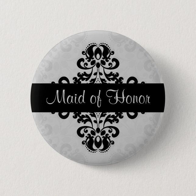 Badge Rond 5 Cm Damask servante d'honneur (Devant)