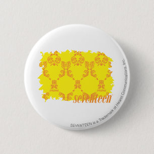 Badge Rond 5 Cm Damassé 2 jaune-orange