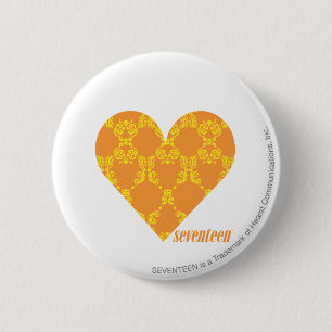 Badge Rond 5 Cm Damassé 2 jaune-orange