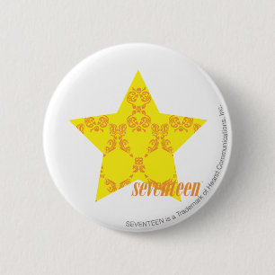 Badge Rond 5 Cm Damassé 3 jaune-orange