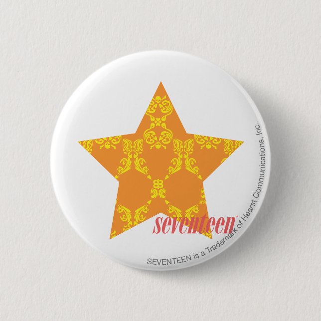 Badge Rond 5 Cm Damassé 3 jaune-orange (Devant)