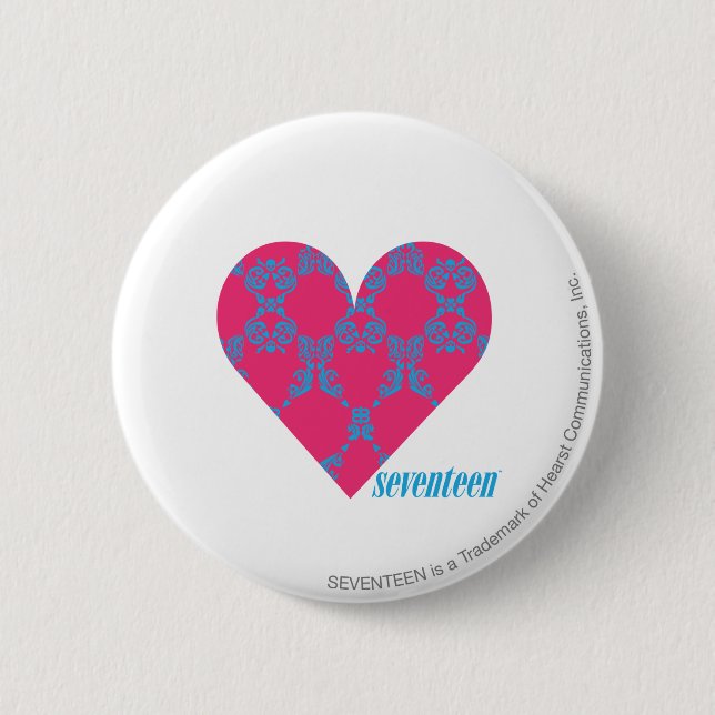 Badge Rond 5 Cm Damassé 4 Aqua-Magenta (Devant)