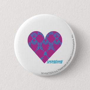 Badge Rond 5 Cm Damassé 4 Aqua-Pourpres