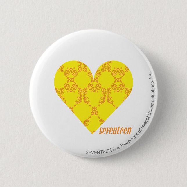 Badge Rond 5 Cm Damassé 4 jaune-orange (Devant)