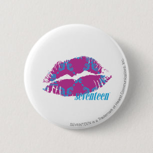 Badge Rond 5 Cm Damassé Aqua-Pourpre