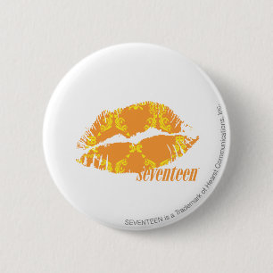 Badge Rond 5 Cm Damassé jaune-orange
