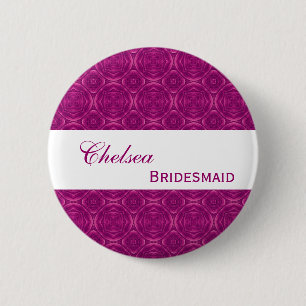 Badge Rond 5 Cm Damassé magenta S306 de bouton de Pin de