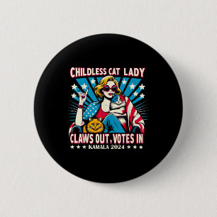 Badge Rond 5 Cm Dame Chaton sans Enfant Griffe Dehors