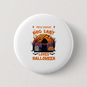 Badge Rond 5 Cm Dame Chien Fou Aime La Tombe De Citrouille De Cani